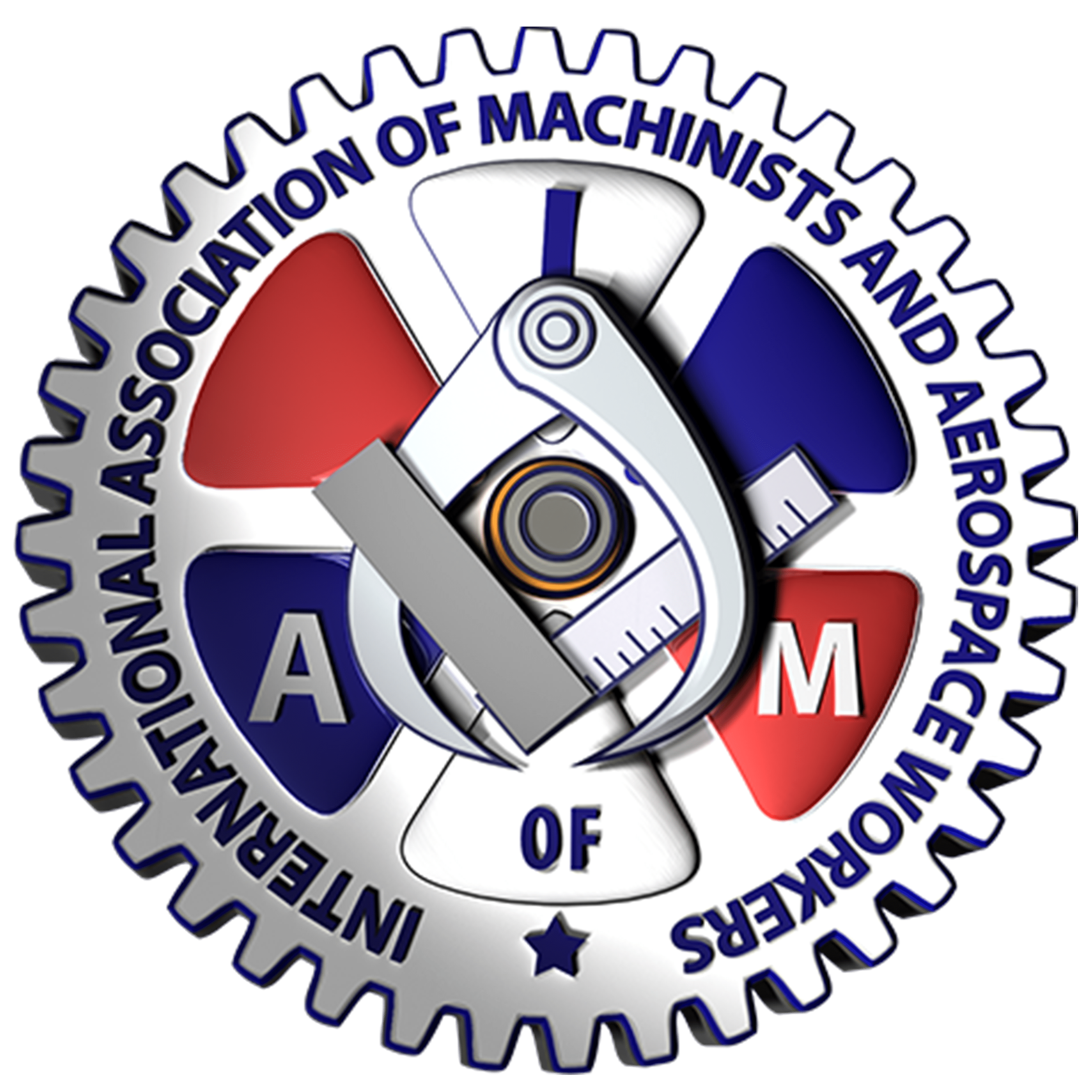 Full-Color IAMAW Emblem With Silver Calipers